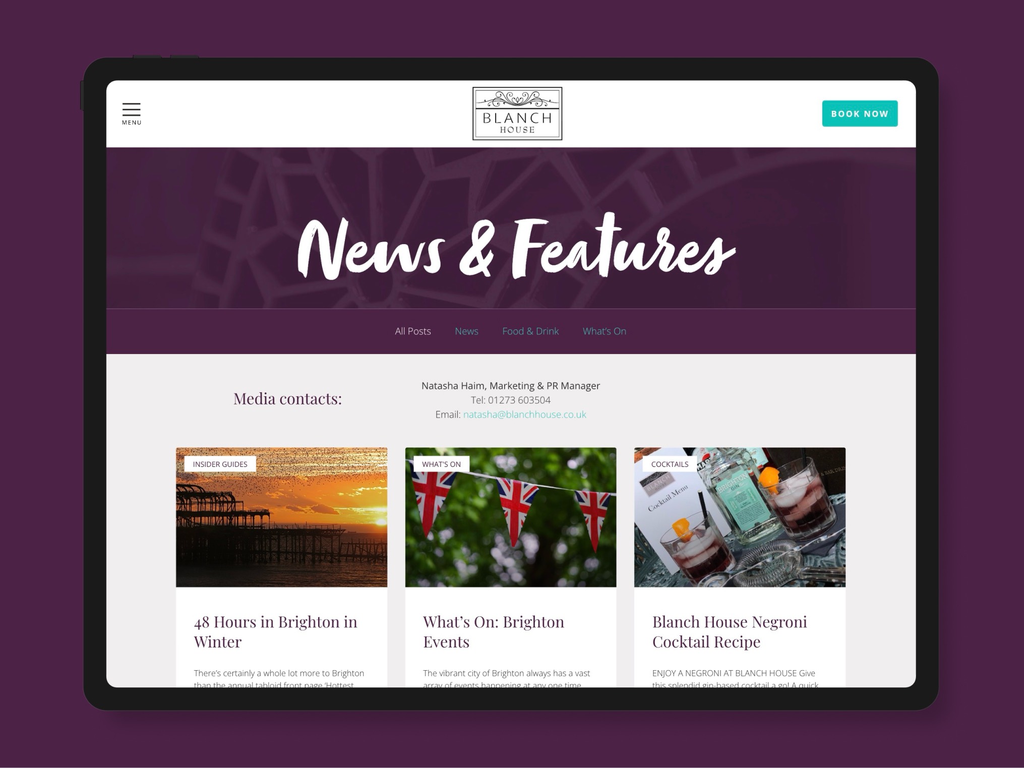 website design for Blanch House